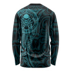 New Zealand Skull Darts Long Sleeve Shirt Aotearoa Maori Chest Tattoo Stylized Teal - Aussie Hoodie