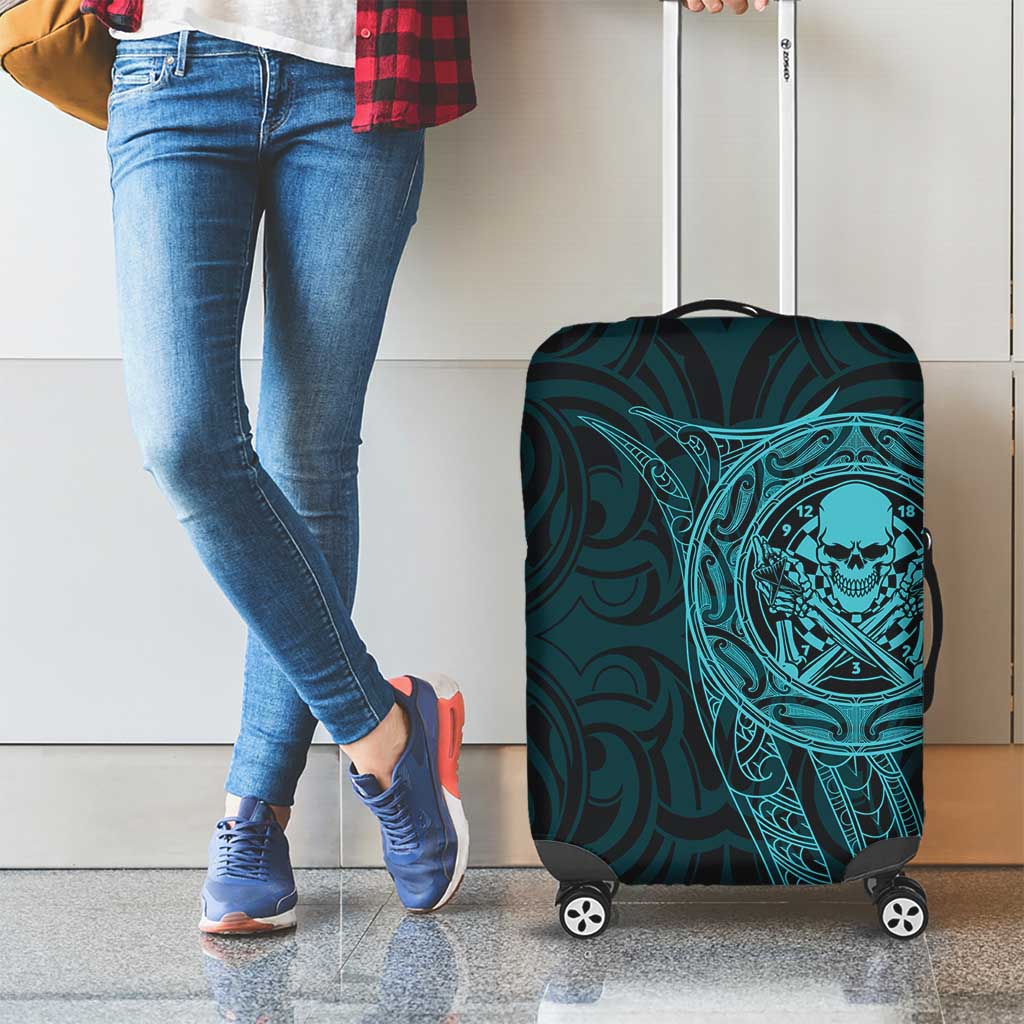 New Zealand Skull Darts Luggage Cover Aotearoa Maori Chest Tattoo Stylized Teal - Aussie Hoodie