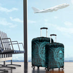 New Zealand Skull Darts Luggage Cover Aotearoa Maori Chest Tattoo Stylized Teal - Aussie Hoodie