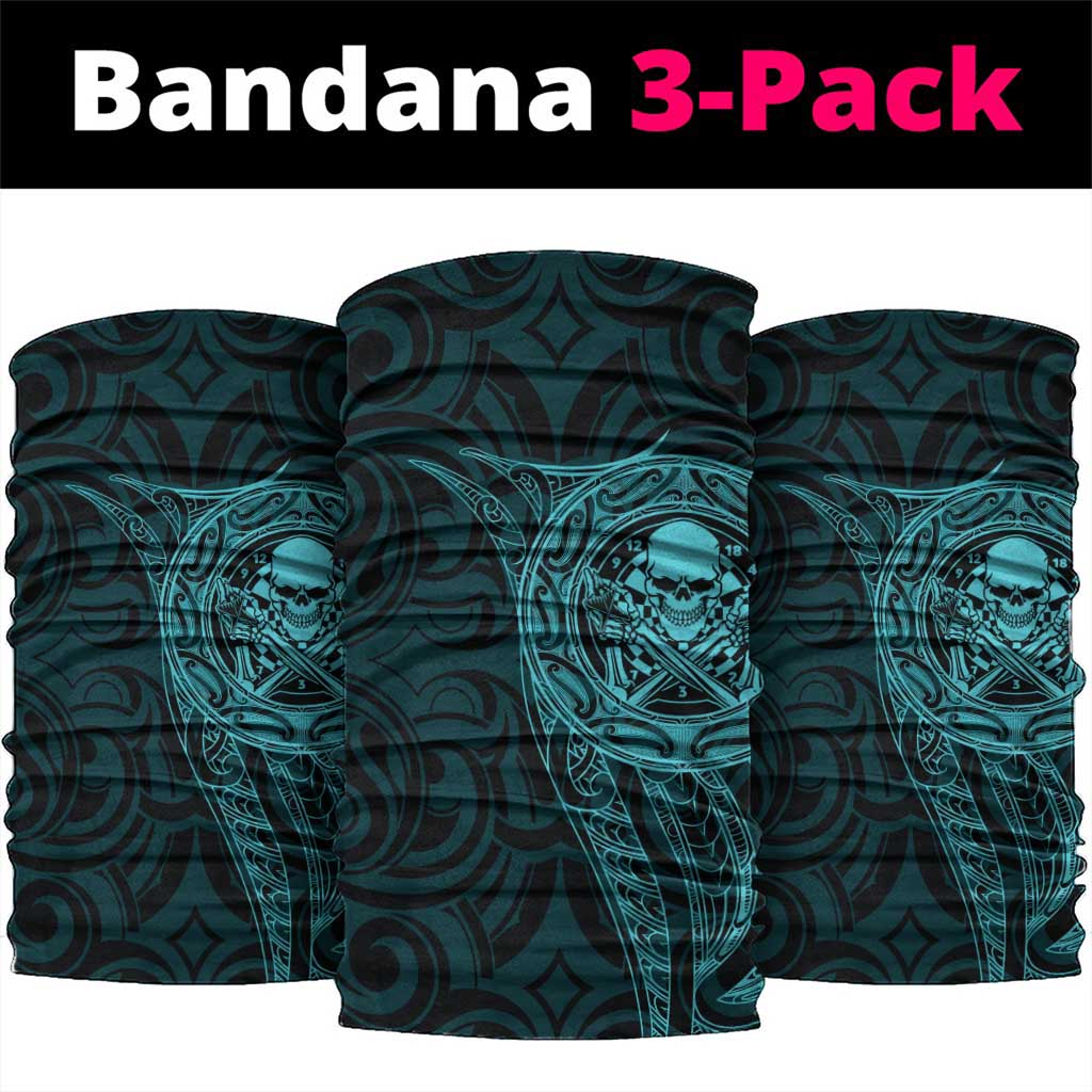 New Zealand Skull Darts Neck Gaiter Aotearoa Maori Chest Tattoo Stylized Teal - Aussie Hoodie