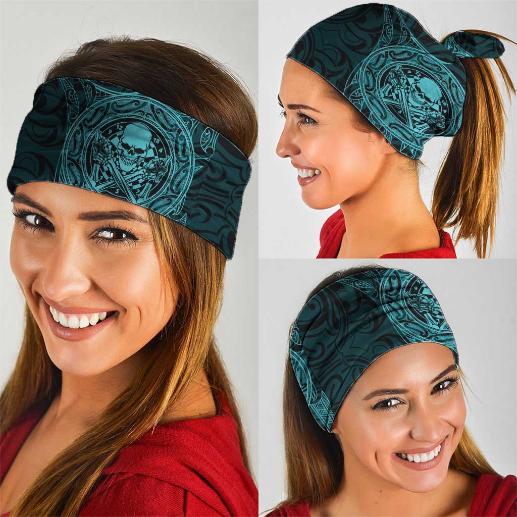 New Zealand Skull Darts Neck Gaiter Aotearoa Maori Chest Tattoo Stylized Teal - Aussie Hoodie