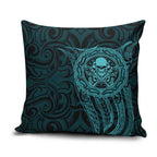 New Zealand Skull Darts Pillow Cover Aotearoa Maori Chest Tattoo Stylized Teal - Aussie Hoodie
