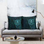 New Zealand Skull Darts Pillow Cover Aotearoa Maori Chest Tattoo Stylized Teal - Aussie Hoodie
