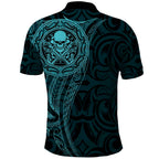 New Zealand Skull Darts Polo Shirt Aotearoa Maori Chest Tattoo Stylized Teal - Aussie Hoodie