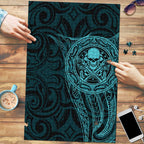 New Zealand Skull Darts Puzzle Aotearoa Maori Chest Tattoo Stylized Teal - Aussie Hoodie