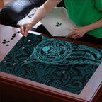 New Zealand Skull Darts Puzzle Aotearoa Maori Chest Tattoo Stylized Teal - Aussie Hoodie