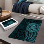 New Zealand Skull Darts Puzzle Aotearoa Maori Chest Tattoo Stylized Teal - Aussie Hoodie