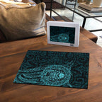 New Zealand Skull Darts Puzzle Aotearoa Maori Chest Tattoo Stylized Teal - Aussie Hoodie