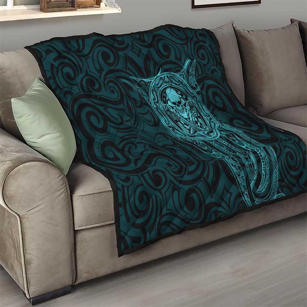 New Zealand Skull Darts Quilt Aotearoa Maori Chest Tattoo Stylized Teal - Aussie Hoodie