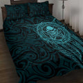 New Zealand Skull Darts Quilt Bed Set Aotearoa Maori Chest Tattoo Stylized Teal - Aussie Hoodie