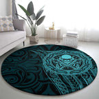 New Zealand Skull Darts Round Carpet Aotearoa Maori Chest Tattoo Stylized Teal - Aussie Hoodie