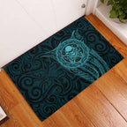 New Zealand Skull Darts Rubber Doormat Aotearoa Maori Chest Tattoo Stylized Teal - Aussie Hoodie