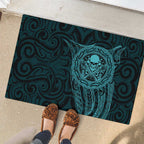 New Zealand Skull Darts Rubber Doormat Aotearoa Maori Chest Tattoo Stylized Teal - Aussie Hoodie
