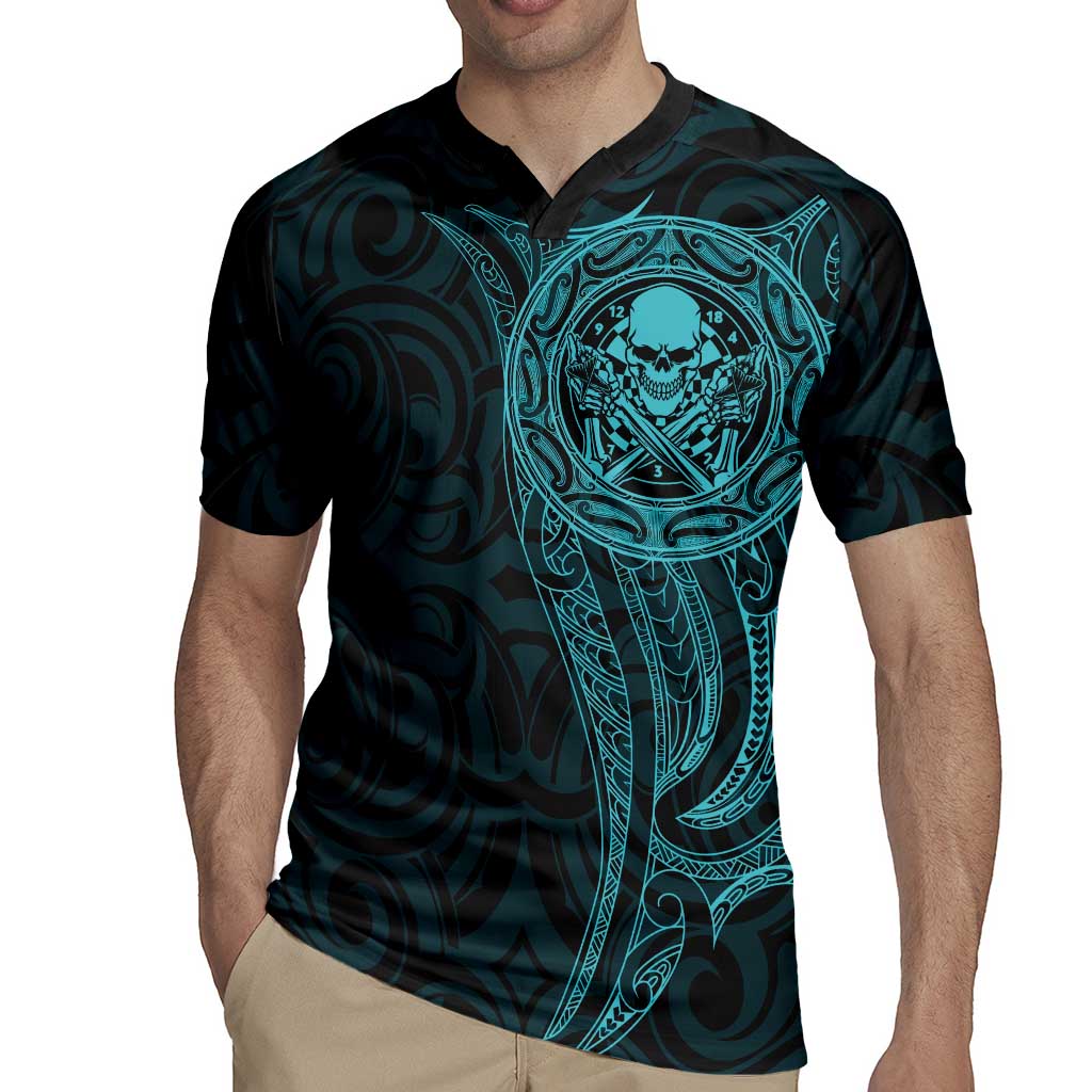 New Zealand Skull Darts Rugby Jersey Aotearoa Maori Chest Tattoo Stylized Teal - Aussie Hoodie
