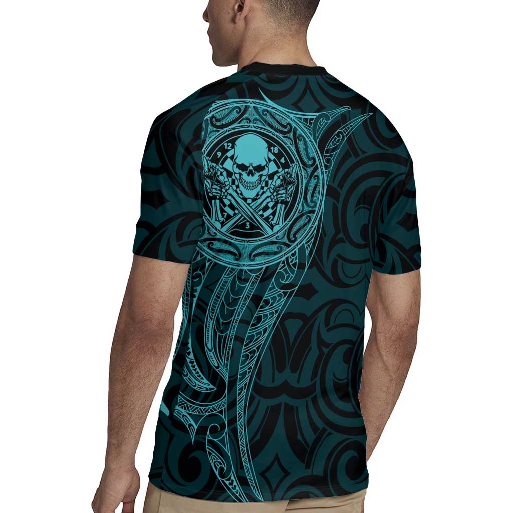 New Zealand Skull Darts Rugby Jersey Aotearoa Maori Chest Tattoo Stylized Teal - Aussie Hoodie