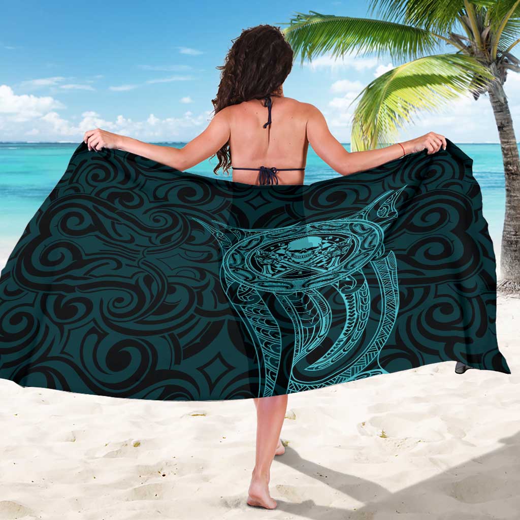 New Zealand Skull Darts Sarong Aotearoa Maori Chest Tattoo Stylized Teal - Aussie Hoodie