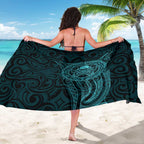 New Zealand Skull Darts Sarong Aotearoa Maori Chest Tattoo Stylized Teal - Aussie Hoodie