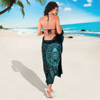 New Zealand Skull Darts Sarong Aotearoa Maori Chest Tattoo Stylized Teal - Aussie Hoodie
