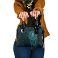 New Zealand Skull Darts Shoulder Handbag Aotearoa Maori Chest Tattoo Stylized Teal - Aussie Hoodie