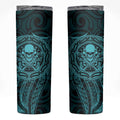 New Zealand Skull Darts Skinny Tumbler Aotearoa Maori Chest Tattoo Stylized Teal - Aussie Hoodie