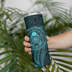 New Zealand Skull Darts Skinny Tumbler Aotearoa Maori Chest Tattoo Stylized Teal - Aussie Hoodie