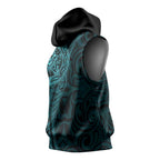 New Zealand Skull Darts Sleeveless Hoodie Aotearoa Maori Chest Tattoo Stylized Teal - Aussie Hoodie