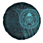New Zealand Skull Darts Spare Tire Cover Aotearoa Maori Chest Tattoo Stylized Teal - Aussie Hoodie