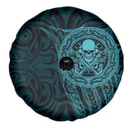 New Zealand Skull Darts Spare Tire Cover Aotearoa Maori Chest Tattoo Stylized Teal - Aussie Hoodie