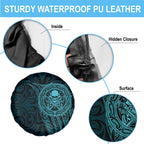 New Zealand Skull Darts Spare Tire Cover Aotearoa Maori Chest Tattoo Stylized Teal - Aussie Hoodie