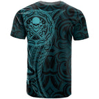 New Zealand Skull Darts T Shirt Aotearoa Maori Chest Tattoo Stylized Teal - Aussie Hoodie
