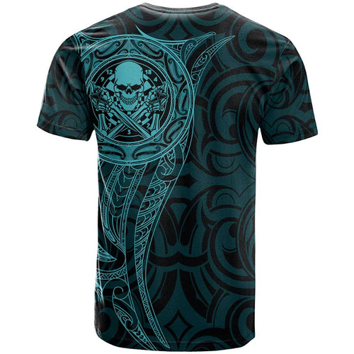 New Zealand Skull Darts T Shirt Aotearoa Maori Chest Tattoo Stylized Teal - Aussie Hoodie