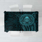 New Zealand Skull Darts Tablecloth Aotearoa Maori Chest Tattoo Stylized Teal - Aussie Hoodie