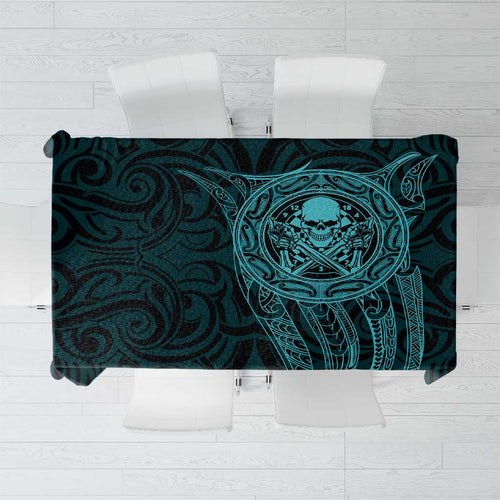 New Zealand Skull Darts Tablecloth Aotearoa Maori Chest Tattoo Stylized Teal - Aussie Hoodie