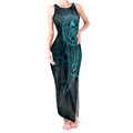 New Zealand Skull Darts Tank Maxi Dress Aotearoa Maori Chest Tattoo Stylized Teal - Aussie Hoodie