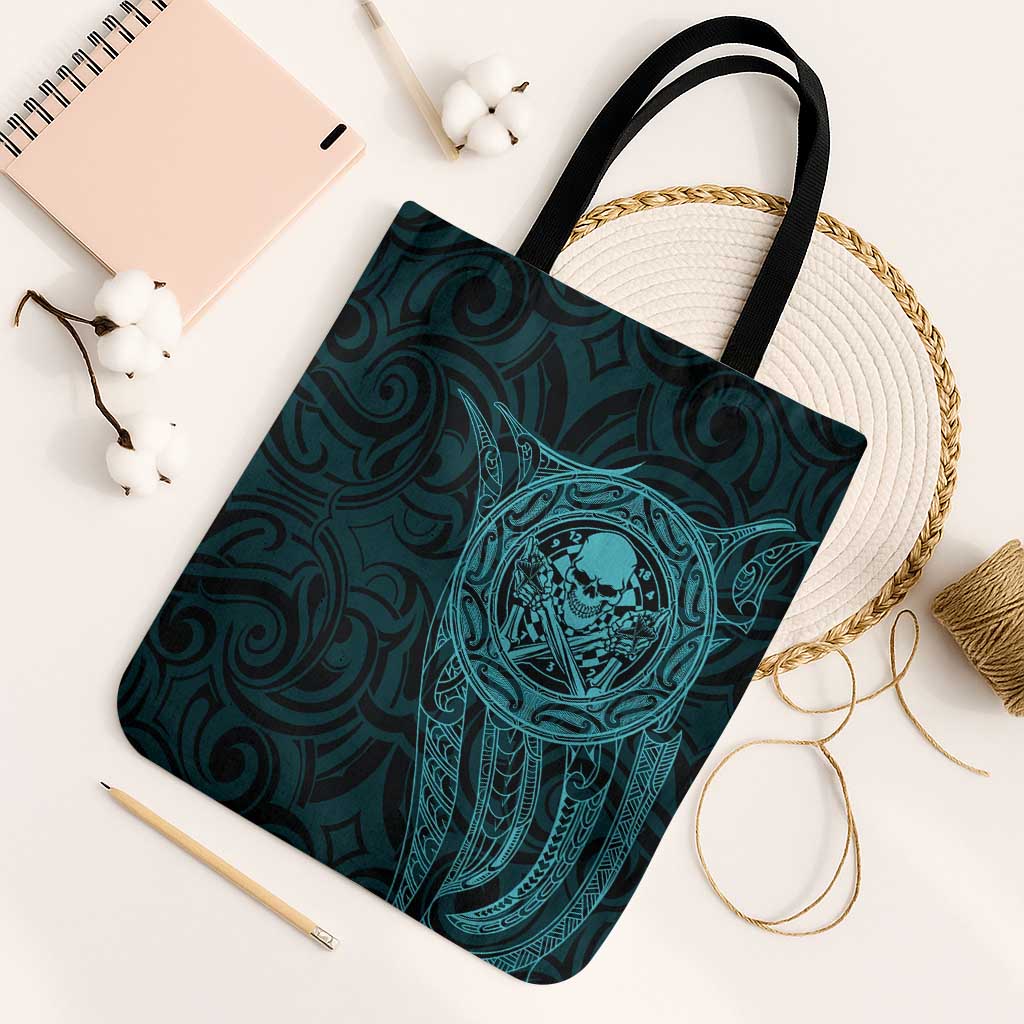 New Zealand Skull Darts Tote Bag Aotearoa Maori Chest Tattoo Stylized Teal - Aussie Hoodie