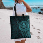 New Zealand Skull Darts Tote Bag Aotearoa Maori Chest Tattoo Stylized Teal - Aussie Hoodie