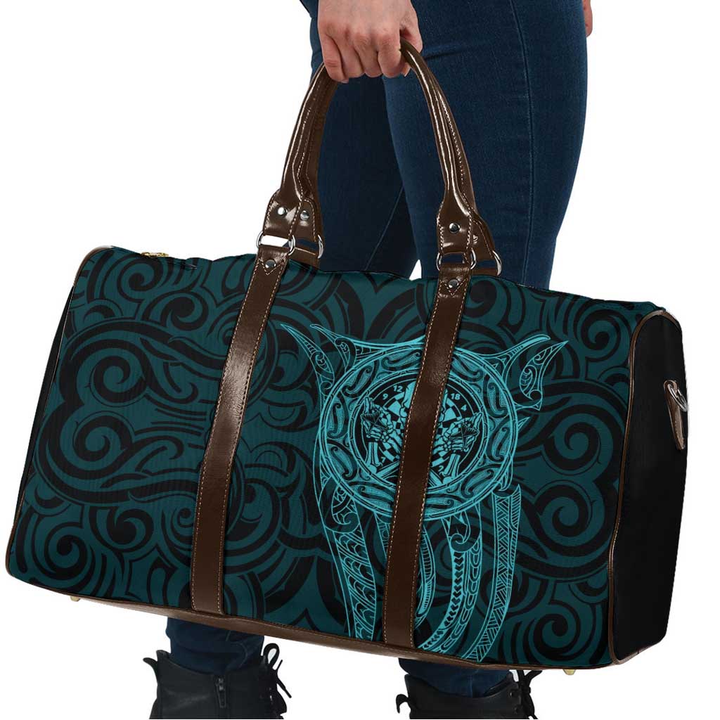 New Zealand Skull Darts Travel Bag Aotearoa Maori Chest Tattoo Stylized Teal - Aussie Hoodie