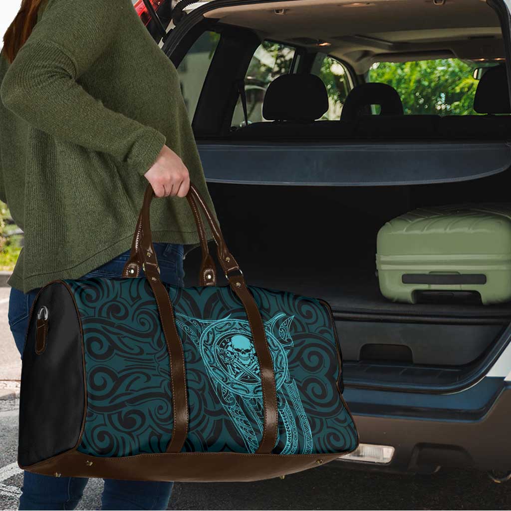 New Zealand Skull Darts Travel Bag Aotearoa Maori Chest Tattoo Stylized Teal - Aussie Hoodie