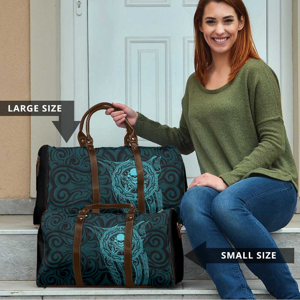 New Zealand Skull Darts Travel Bag Aotearoa Maori Chest Tattoo Stylized Teal - Aussie Hoodie