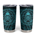New Zealand Skull Darts Tumbler Cup Aotearoa Maori Chest Tattoo Stylized Teal - Aussie Hoodie