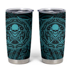New Zealand Skull Darts Tumbler Cup Aotearoa Maori Chest Tattoo Stylized Teal - Aussie Hoodie