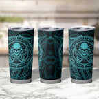 New Zealand Skull Darts Tumbler Cup Aotearoa Maori Chest Tattoo Stylized Teal - Aussie Hoodie