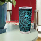 New Zealand Skull Darts Tumbler Cup Aotearoa Maori Chest Tattoo Stylized Teal - Aussie Hoodie