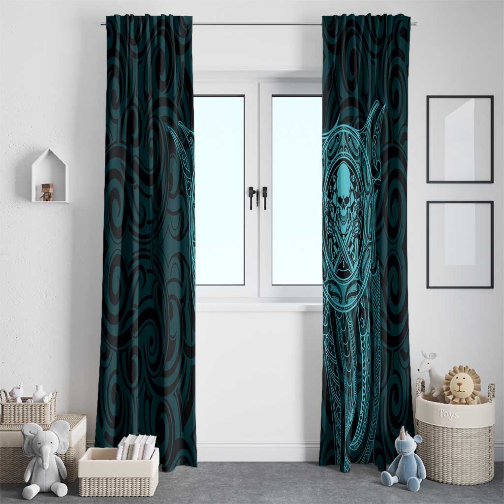 New Zealand Skull Darts Window Curtain Aotearoa Maori Chest Tattoo Stylized Teal - Aussie Hoodie