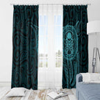 New Zealand Skull Darts Window Curtain Aotearoa Maori Chest Tattoo Stylized Teal - Aussie Hoodie
