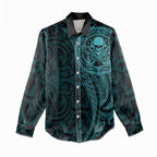 New Zealand Skull Darts Women Casual Shirt Aotearoa Maori Chest Tattoo Stylized Teal - Aussie Hoodie