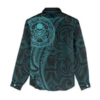 New Zealand Skull Darts Women Casual Shirt Aotearoa Maori Chest Tattoo Stylized Teal - Aussie Hoodie
