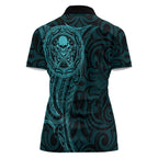 New Zealand Skull Darts Women Polo Shirt Aotearoa Maori Chest Tattoo Stylized Teal - Aussie Hoodie