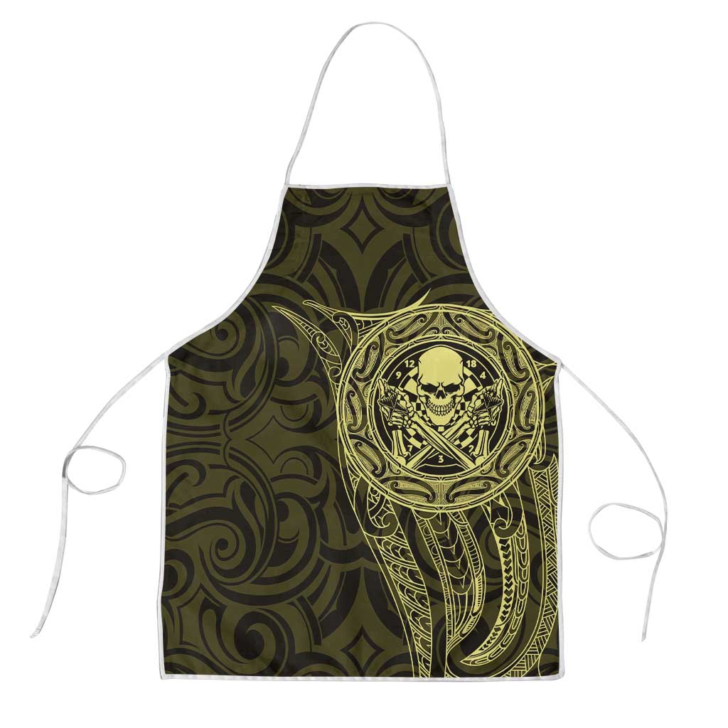 New Zealand Skull Darts Apron Aotearoa Maori Chest Tattoo Stylized Gold - Aussie Hoodie