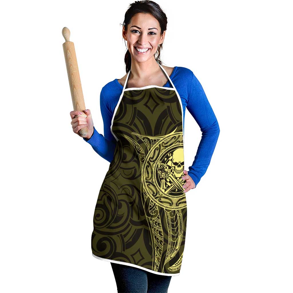 New Zealand Skull Darts Apron Aotearoa Maori Chest Tattoo Stylized Gold - Aussie Hoodie